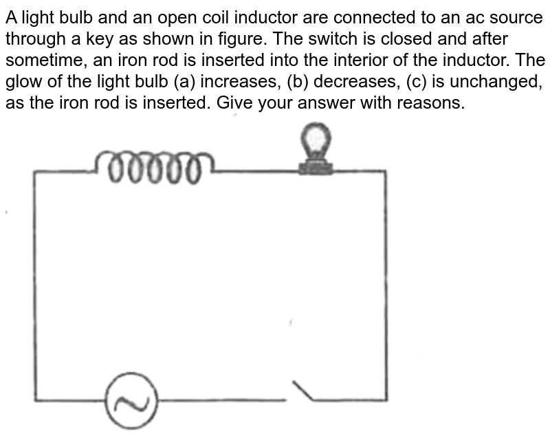 An inductor L of incluctance XL is connected in series with a bulb