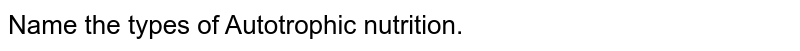 Name the types of Autotrophic nutrition.