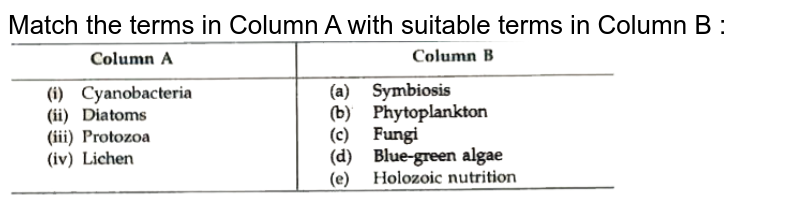 Match the terms in Column A with suitable terms in Column B : <br> <img src="https://d10lpgp6xz60nq.cloudfront.net/physics_images/MOD_BBA_BIO_XI_P1_C02_E06_058_Q01.png" width="80%">