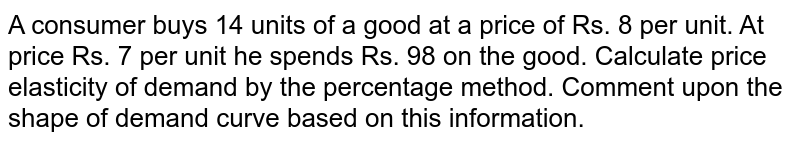 A Consumer Buys 20 Units Of A Good At A Price Of Rs 5 Per Unit He