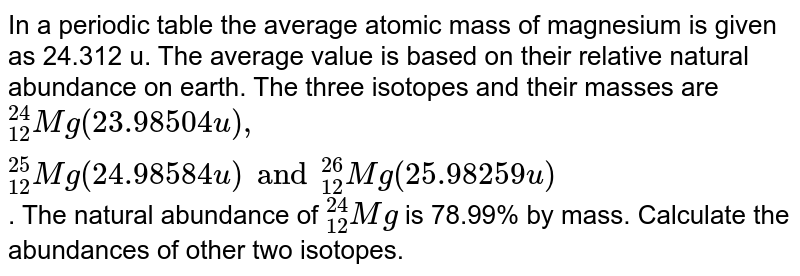 atomic mass of mg