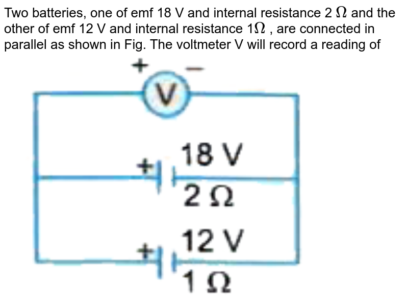 Two batteries one of emf 18 volts and internal resistance 2 Ω and