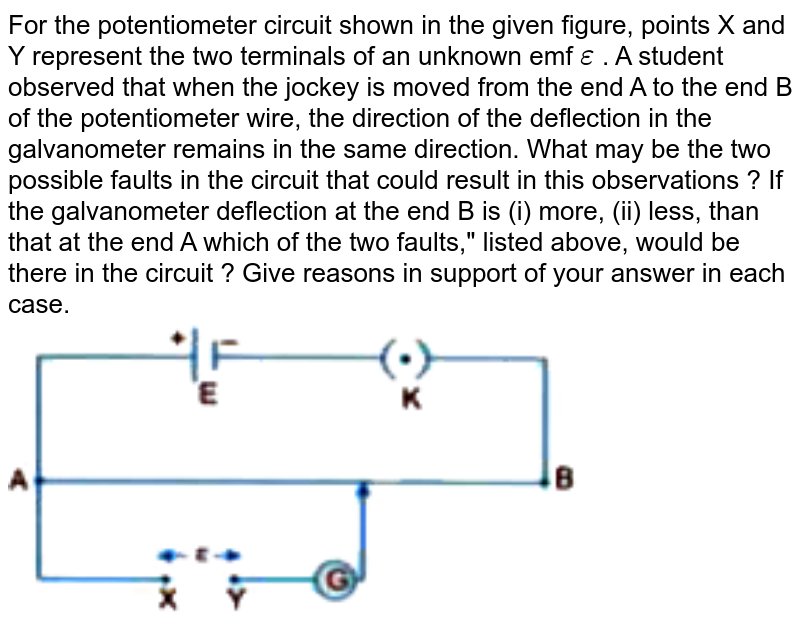 The diagram below shows a potentiometer set up. On touching the jo