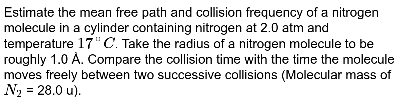 What Is The Mean Free Path And Collision Frequency Of A Nitrogen M