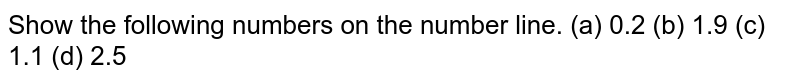 Show the following numbers on the number line. (a) 0.2 (b) 1.9 (c) 1.1 (d) 2.5