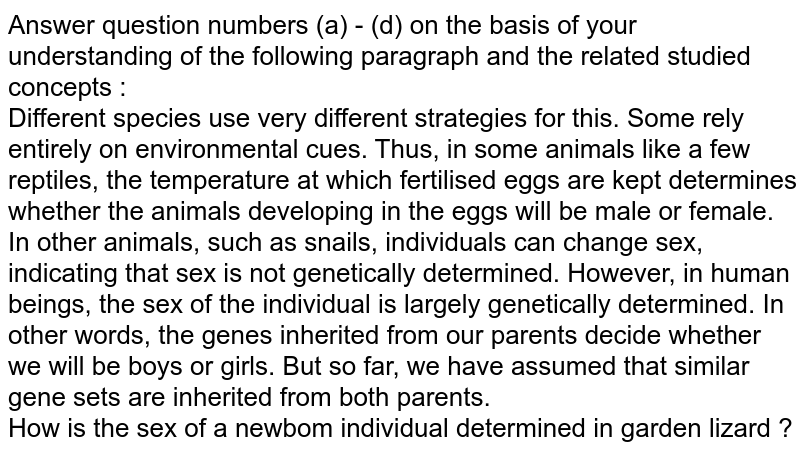 “Different species use different strategies to determine sex of a