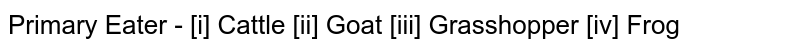 Primary Eater - [i] Cattle [ii] Goat [iii] Grasshopper [iv] Frog