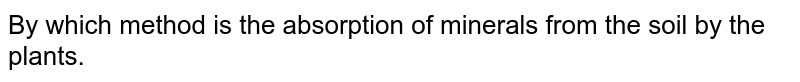 By which method is the absorption of minerals from the soil by the plants.