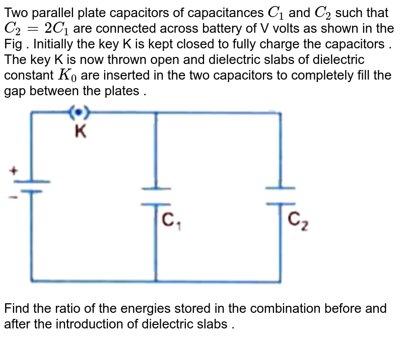 Two Parallel Plate Capacitors Of Capacitances C1 And C2 Such That 