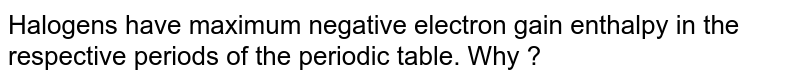 why halogens have highest value of electron gain enthalpy