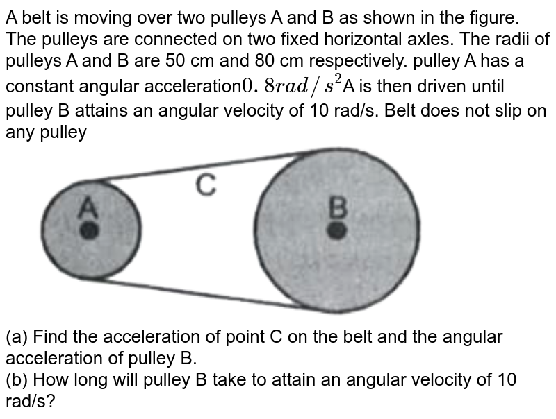 A flat belt is used to transmit a torque from pulley A to pulley B