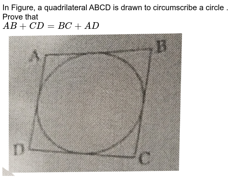 A Quadrilateral Abcd Is Drawn To Circumscribe A Circle Prove That 2585