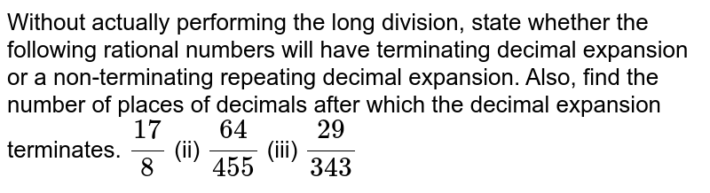 Examine whether 17/30 is a terminating decimal.