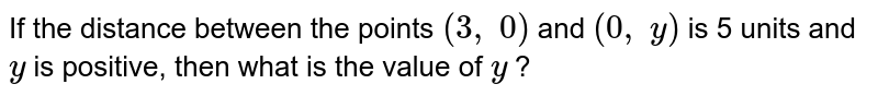 If the distance between the points (3, 0) and (0, y) is 5 units and y is positive, then what is the value of y ?
