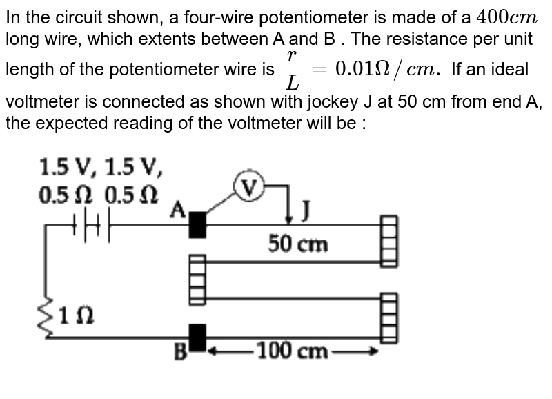 In the circuit shown a fourwire potentiometer is made of a 400 c