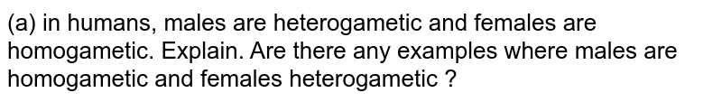 (a) in humans, males are heterogametic and females are homogametic. Explain. Are there any examples where males are homogametic and females heterogametic ?