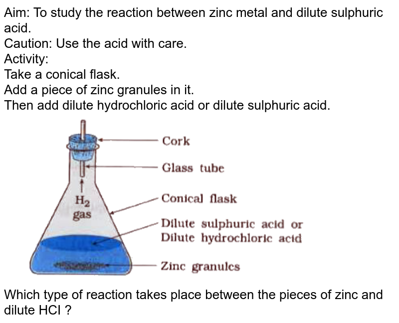 Chemical Tests between Dilute hydrochloric acid and dilute sulphur