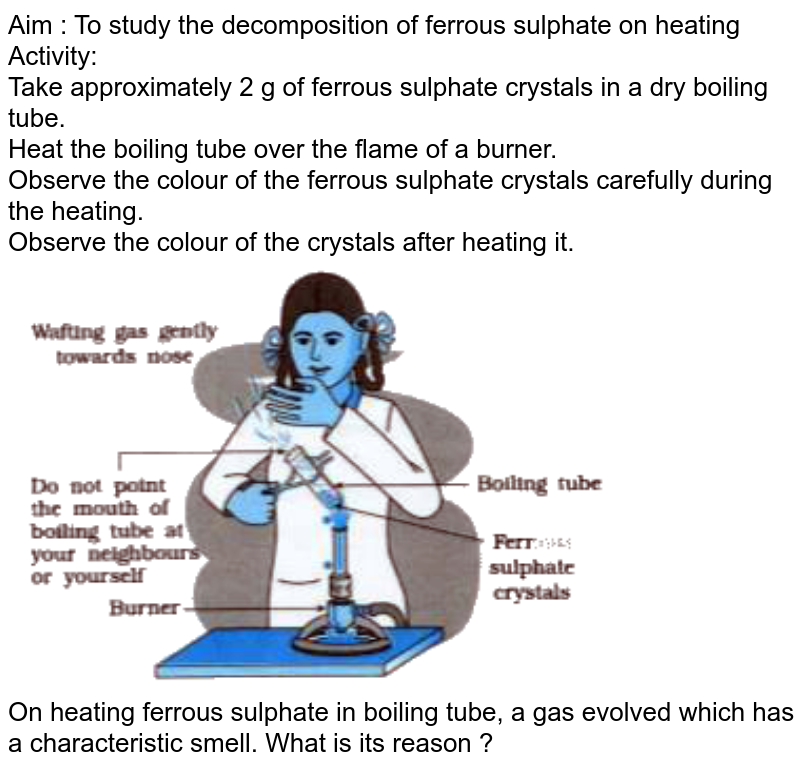 A student heated a few crystals of copper sulphate in a dry boilin