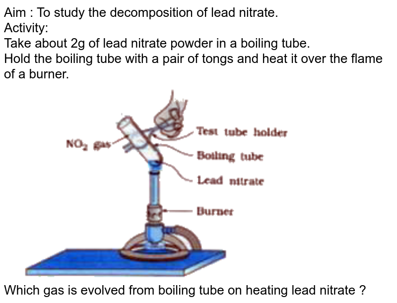 2 g of lead nitrate powder is taken in a boiling tube. The boilin