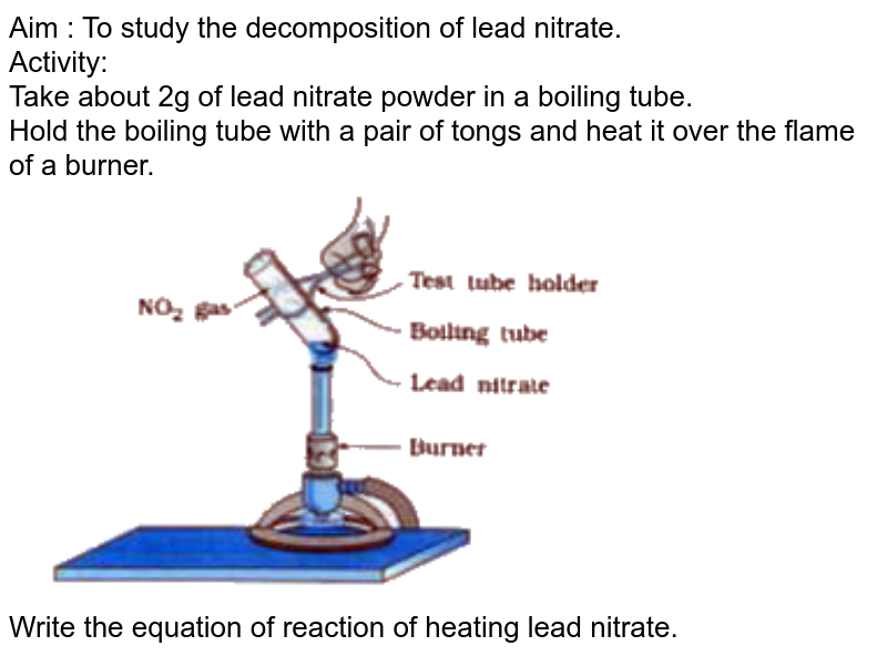 2 G Of Lead Nitrate Powder Is Taken In A Boiling Tube The Boilin