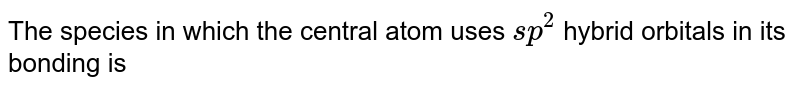 The species in which the central atom uses sp? hybrid orbitals in its bonding is