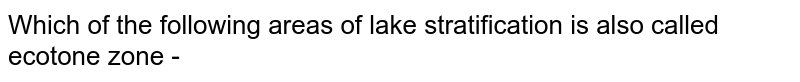 Which of the following areas of lake stratification is also called ecotone zone -