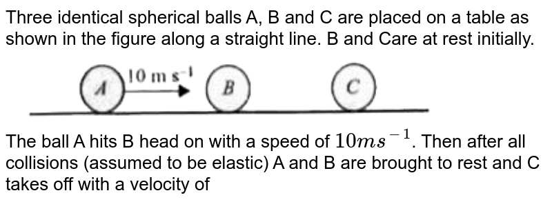 Three Identical Spherical Balls A B And C Are Placed On A Table A