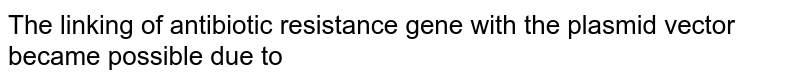 The linking of antibiotic resistance gene with the plasmid vector became possible due to