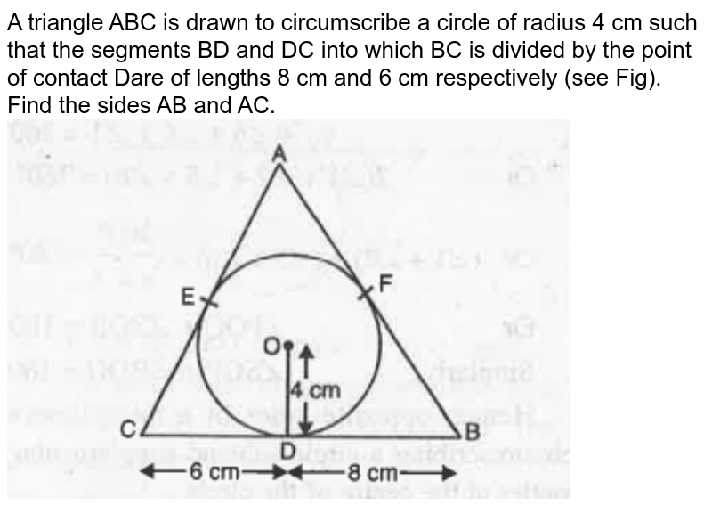In Figure A Triangle Abc Is Drawn To Circumscribe A Circle Of Rad 8055