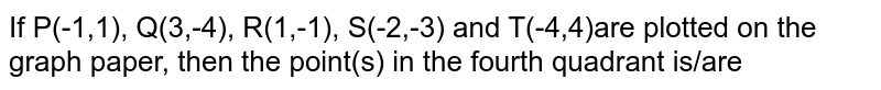 If P(-1,1), Q(3,-4), R(1,-1), S(-2,-3) and T(-4,4)are plotted on the graph paper, then the point(s) in the fourth quadrant is/are