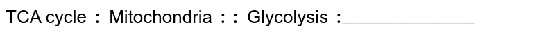 TCA cycle : Mitochondria :: Glycolysis : "____________"