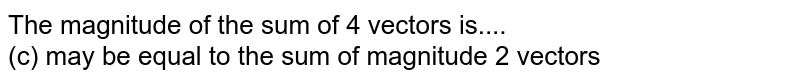 State True/False: The magnitude of the sum of 2 vectors is never equal to the sum of magnitude of 2 vector.