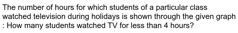 The number of hours for which students of a particular class watched television during holidays is shown through the given graph : How many students watched TV for less than 4 hours?