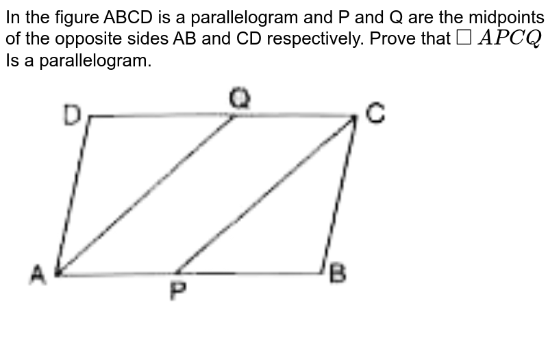 In Parallelogram Abcd X And Y Are Midpoints Of Opposite Sides Ab 7634