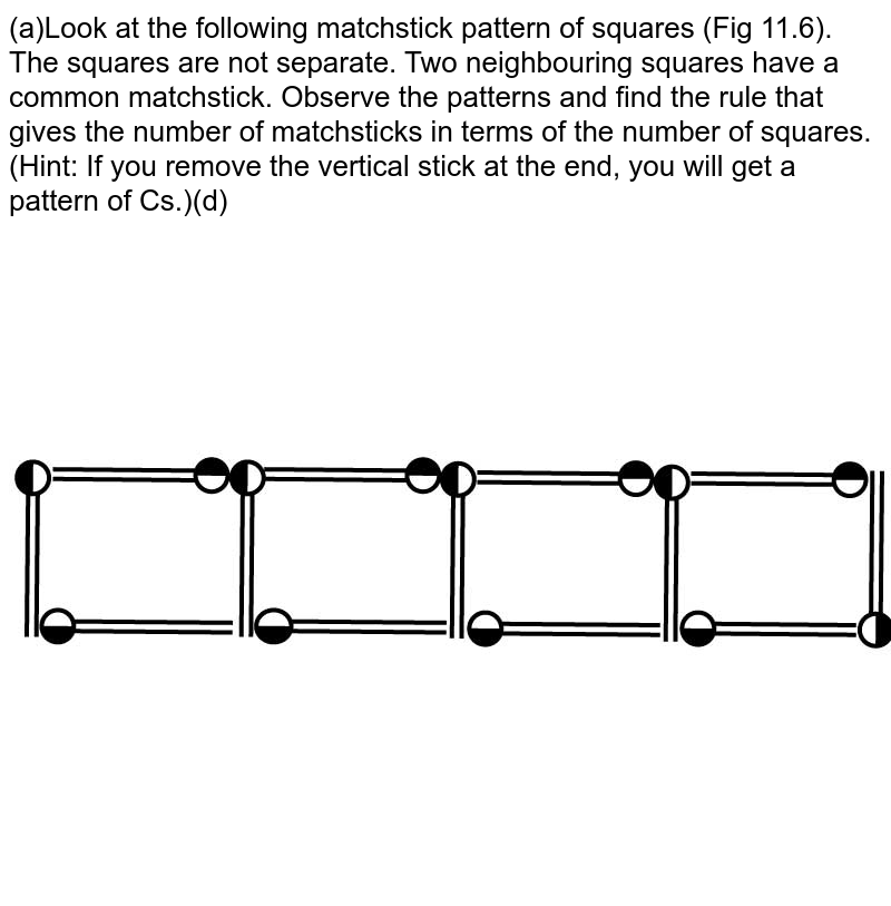 a Look at the following matchstick pattern of squares. The squares