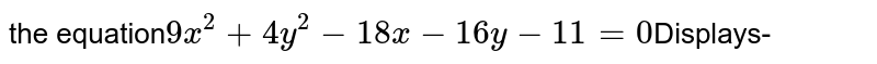 the equation 9x^(2)+4y^(2)-18x-16y-11=0 Displays-