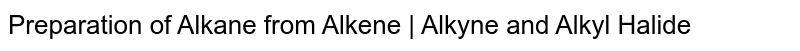 Preparation of Alkane from Alkene | Alkyne and Alkyl Halide