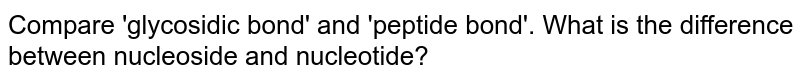Compare 'glycosidic bond' and 'peptide bond'.