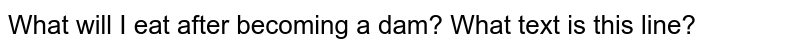What will I eat after becoming a dam? What text is this line?
