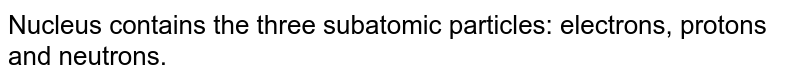 Nucleus contains the three subatomic particles: electrons, protons and neutrons.