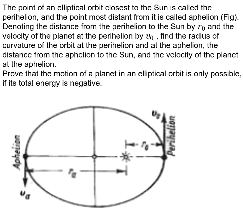 Given the perihelion distance aphelion distance and speed at per