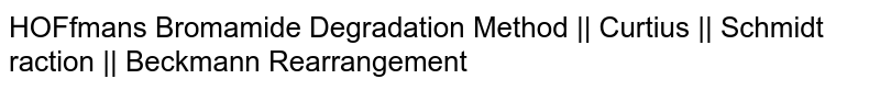 HOFfmans Bromamide Degradation Method || Curtius || Schmidt raction || Beckmann Rearrangement