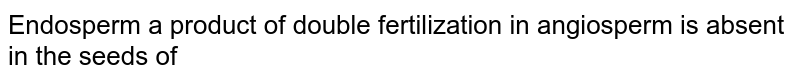 Endosperm a product of double fertilization in angiosperm is absent in the seeds of