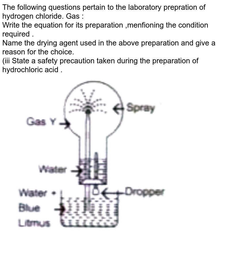 In the laboratory preparation of hydrochloric acid. HCI gas is dis