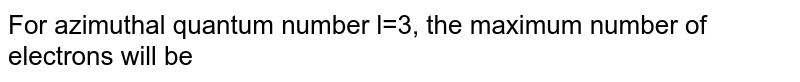 For azimuthal quantum number l=3, the maximum number of electrons will be