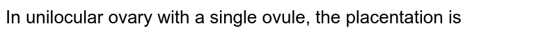 In unilocular ovary with a single ovule the placentation is