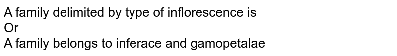 A family delimited by type of inflorescence is Or A family belongs to inferace and gamopetalae
