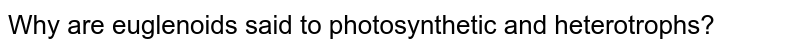 Why are euglenoids said to photosynthetic and heterotrophs?