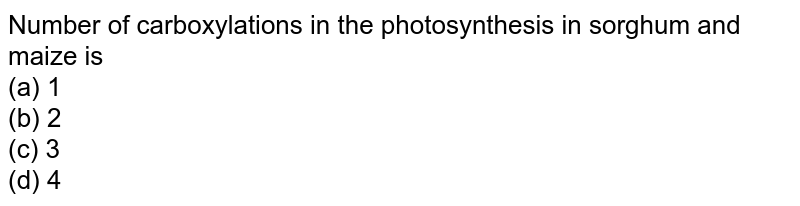 Number of carboxylations in the photosynthesis in sorghum and maize is (a) 1 (b) 2 (c) 3 (d) 4