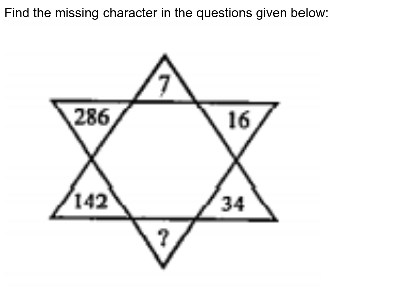 Find the missing character in the questions given below: